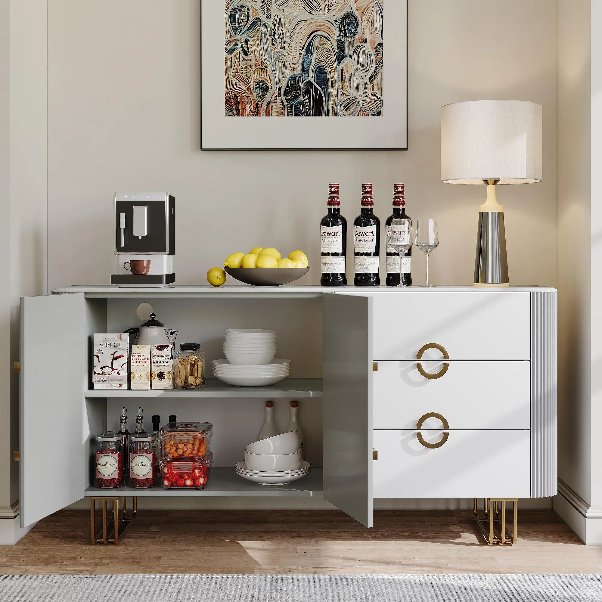 Modern Storage Cabinet with Sintered Stone Top