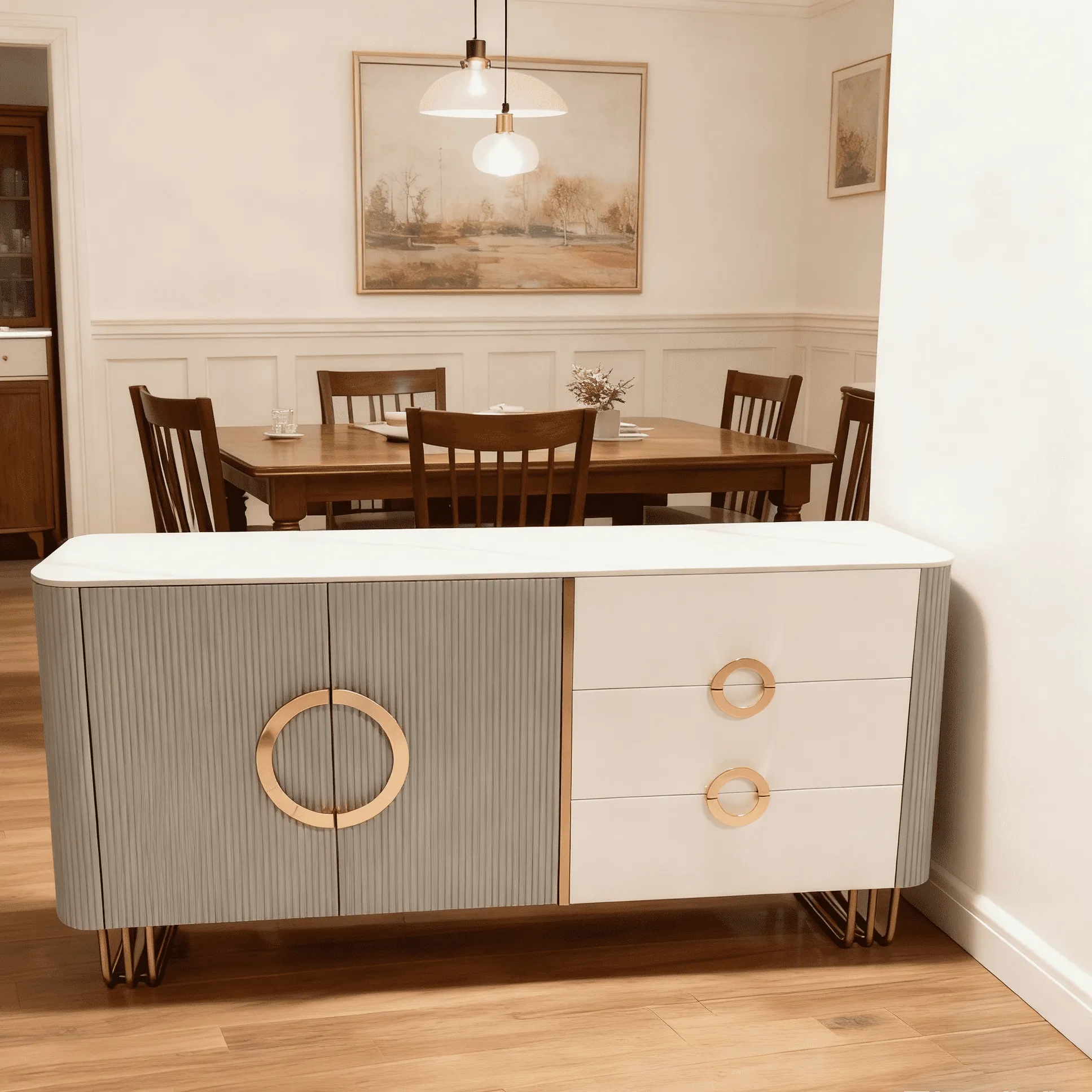 Modern Storage Cabinet with Sintered Stone Top