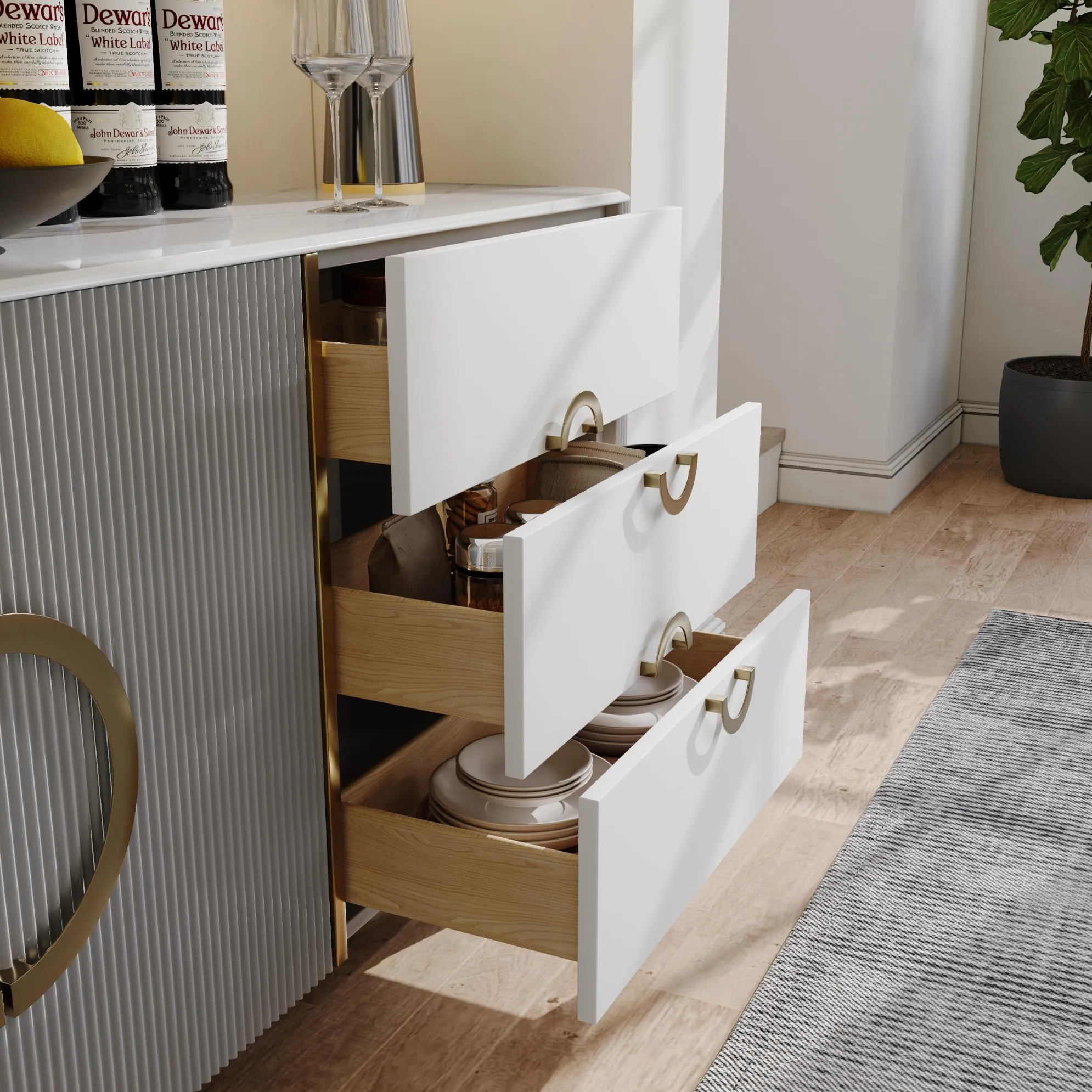Modern Storage Cabinet with Sintered Stone Top