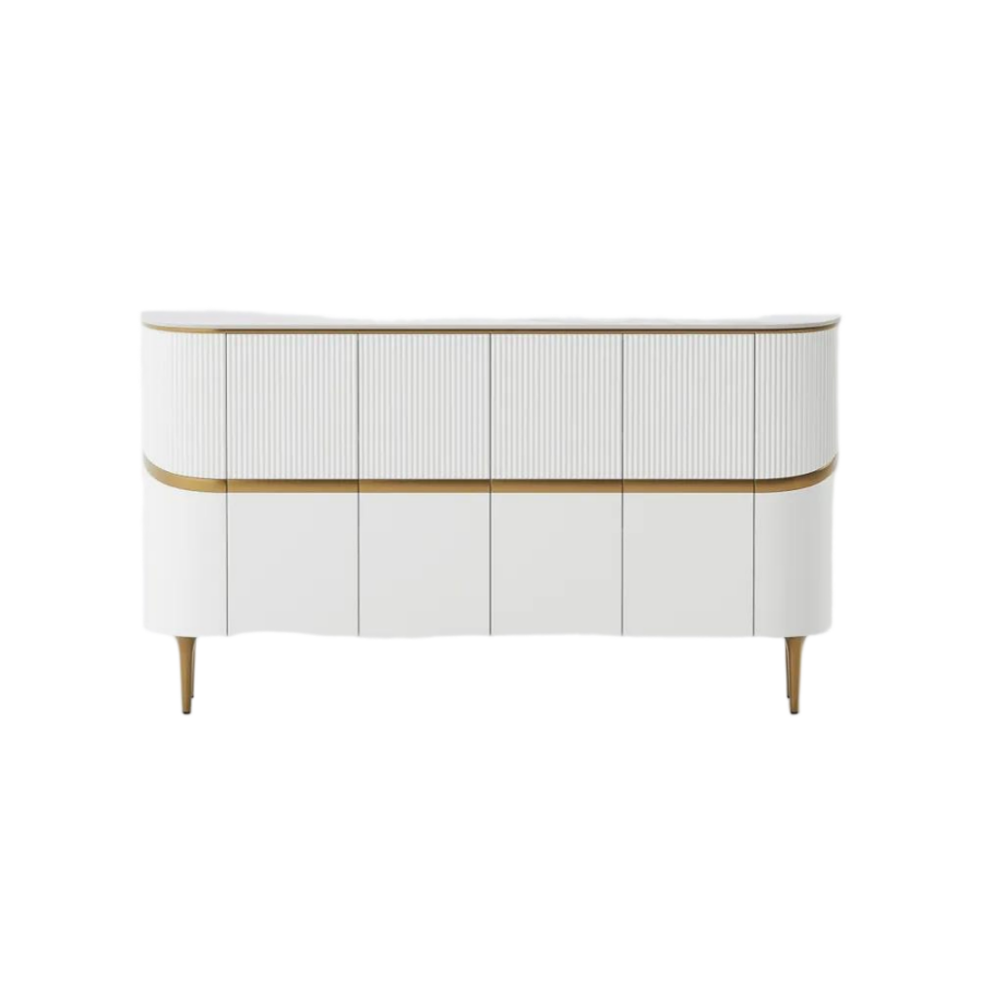  Modern White Storage Cabinet with Sintered Stone Top