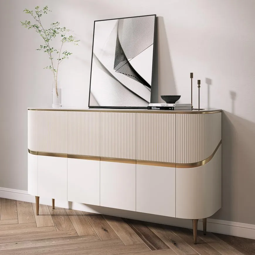 Modern White Storage Cabinet with Sintered Stone Top Modern White Storage Cabinet with Sintered Stone Top