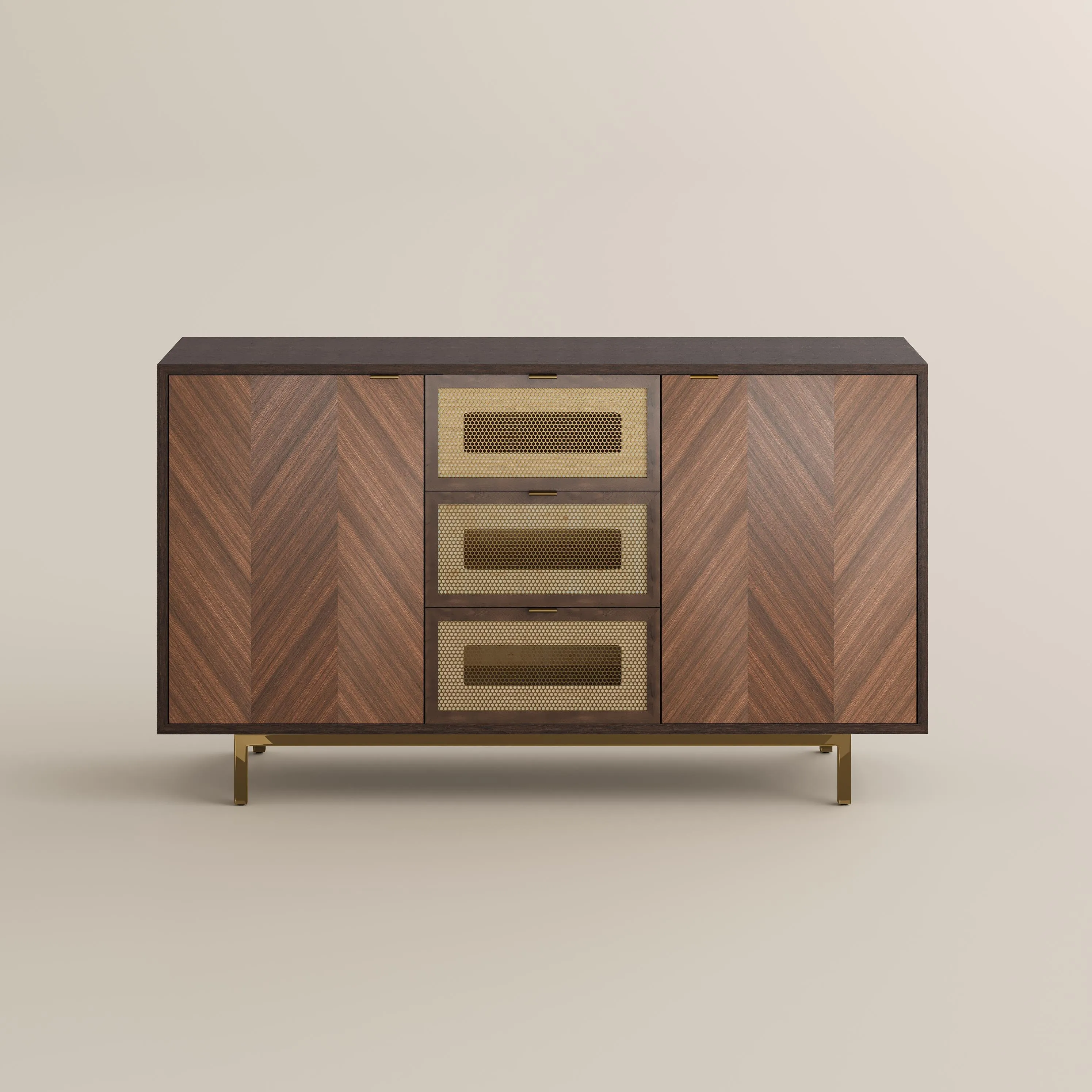 Mid-Century Modern Solid Wood Storage Cabinet