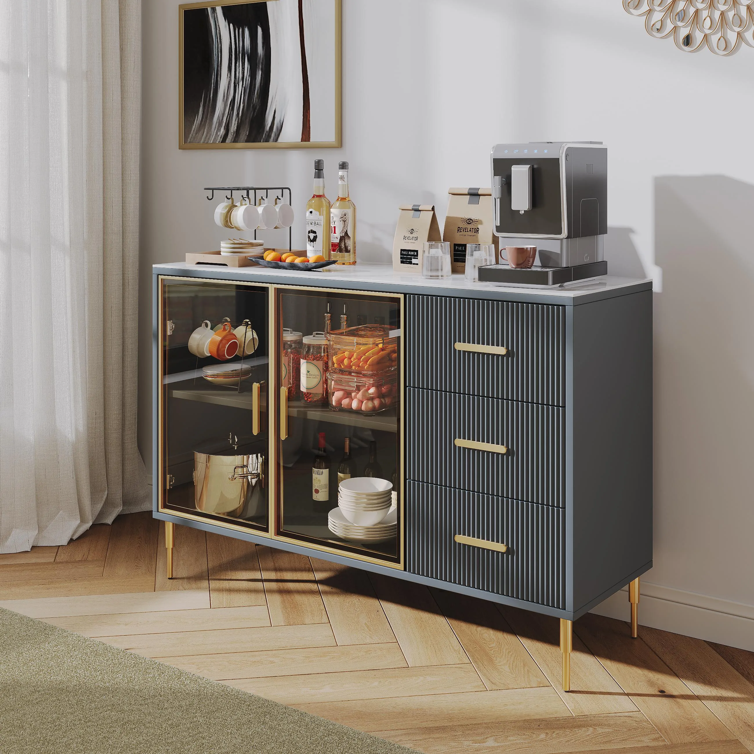 Modern Storage Cabinet with Sintered Stone Top