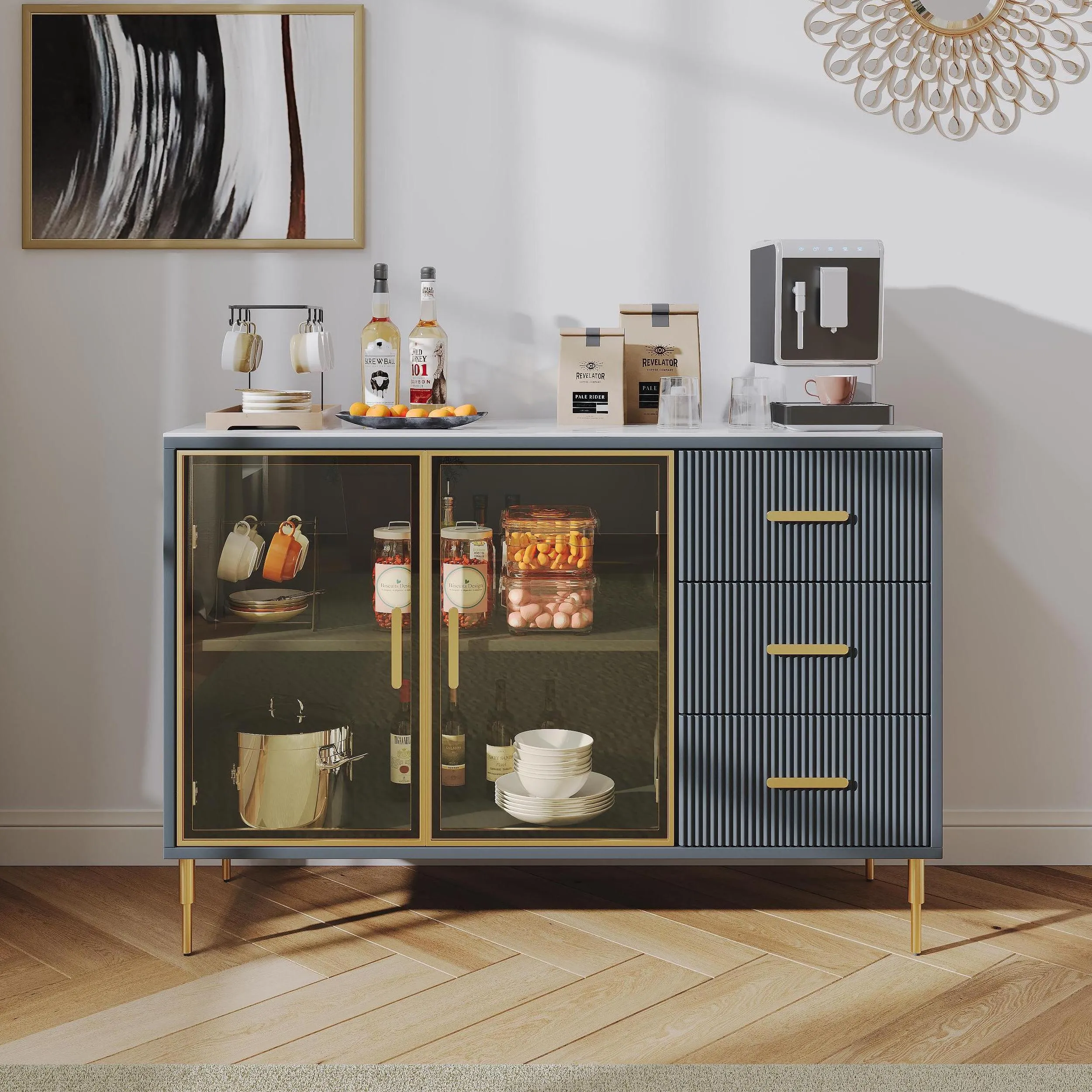 Modern Storage Cabinet with Sintered Stone Top