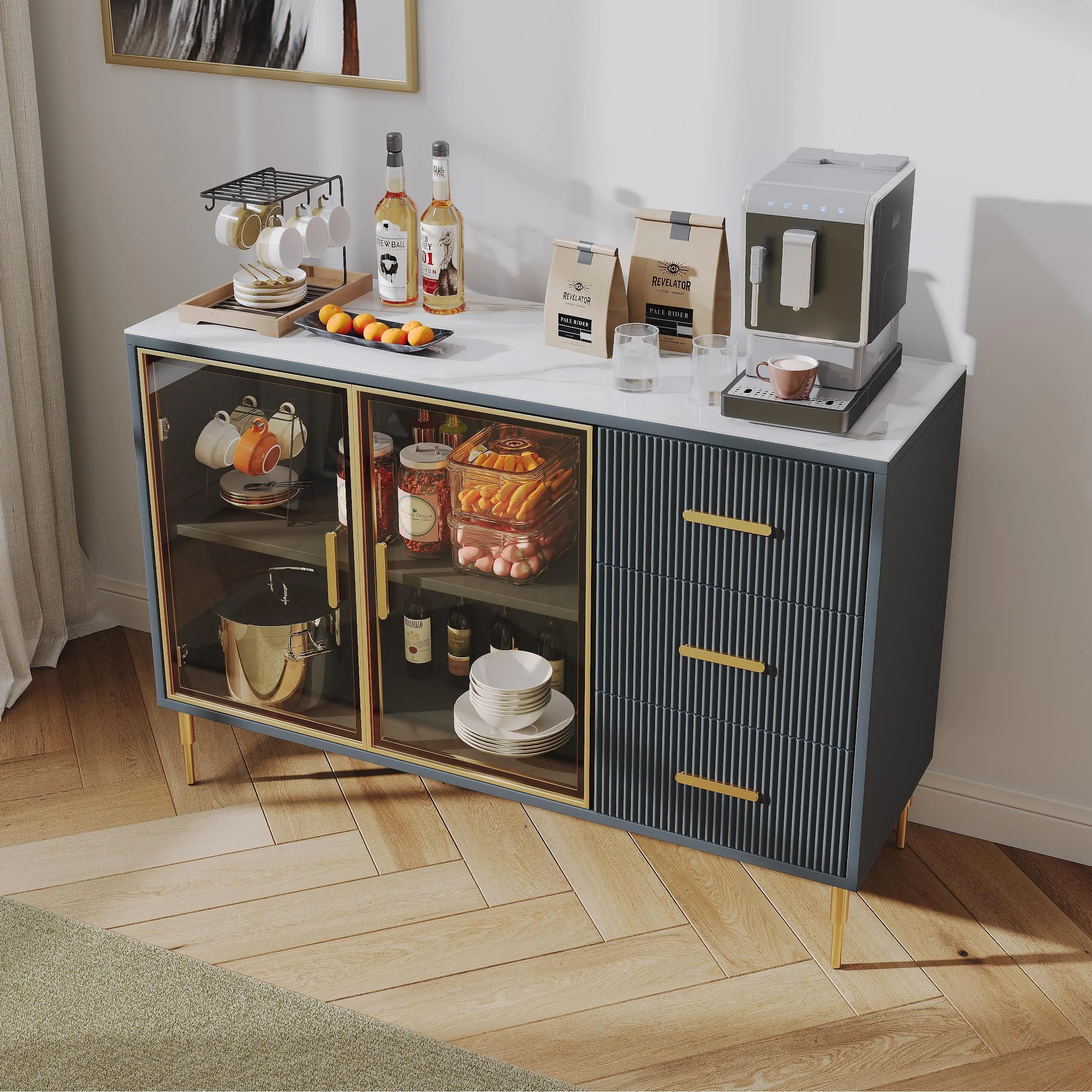 Modern Storage Cabinet with Sintered Stone Top