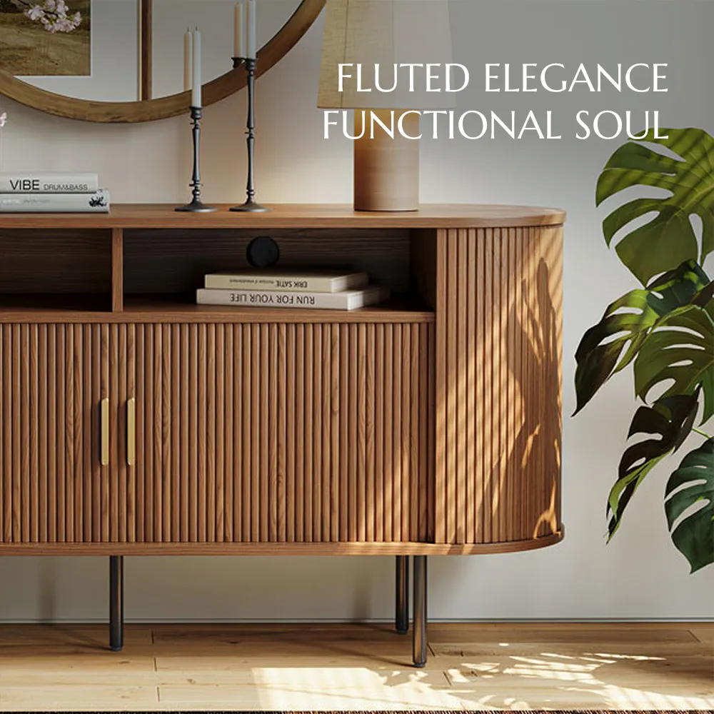 Mid-Century Modern Fluted Storage Cabinet Mid-Century Modern Fluted Storage Cabinet
