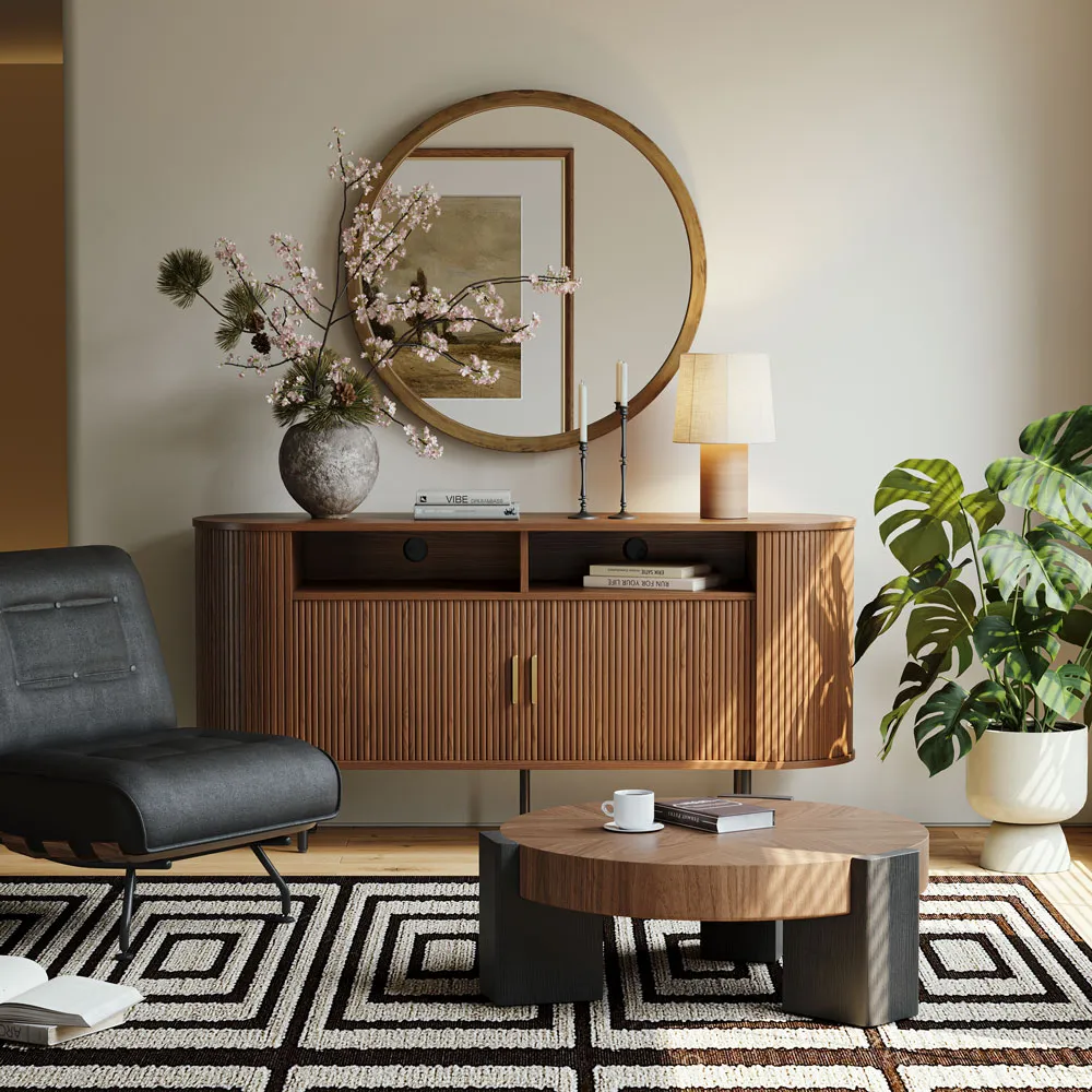 Mid-Century Modern Fluted Storage Cabinet Mid-Century Modern Fluted Storage Cabinet