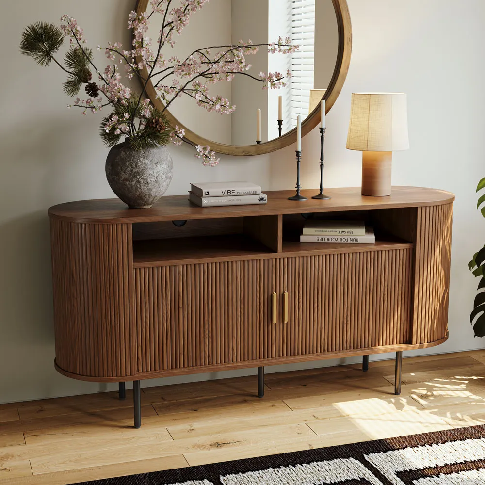 Mid-Century Modern Fluted Storage Cabinet Mid-Century Modern Fluted Storage Cabinet