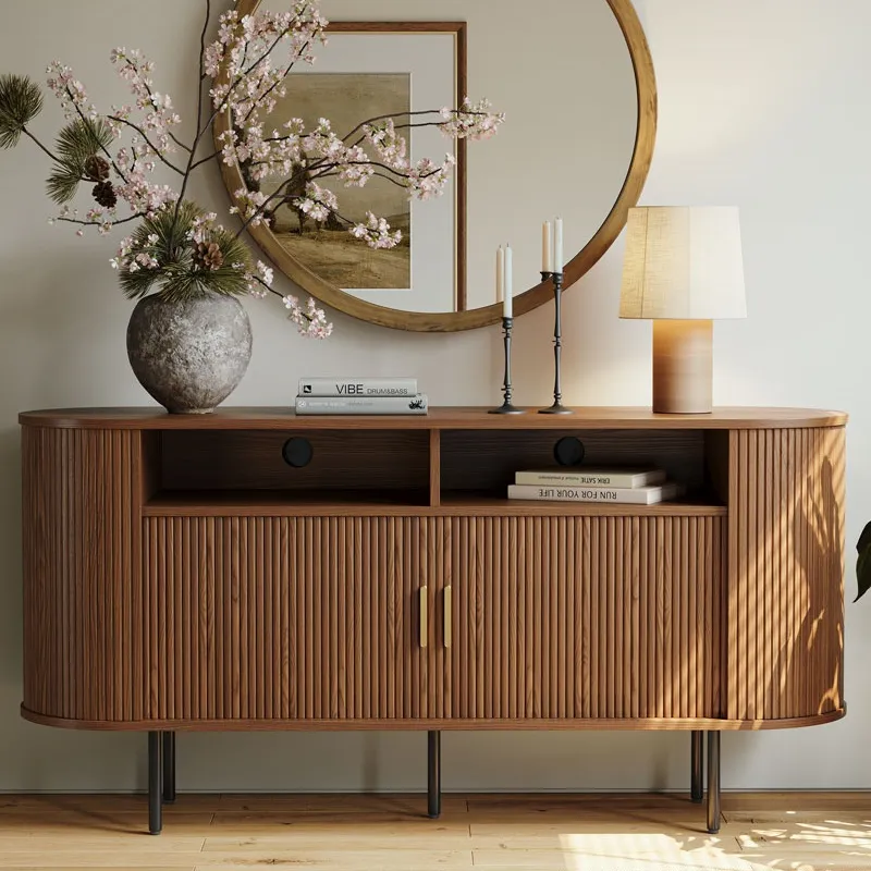 Mid-Century Modern Fluted Storage Cabinet Mid-Century Modern Fluted Storage Cabinet