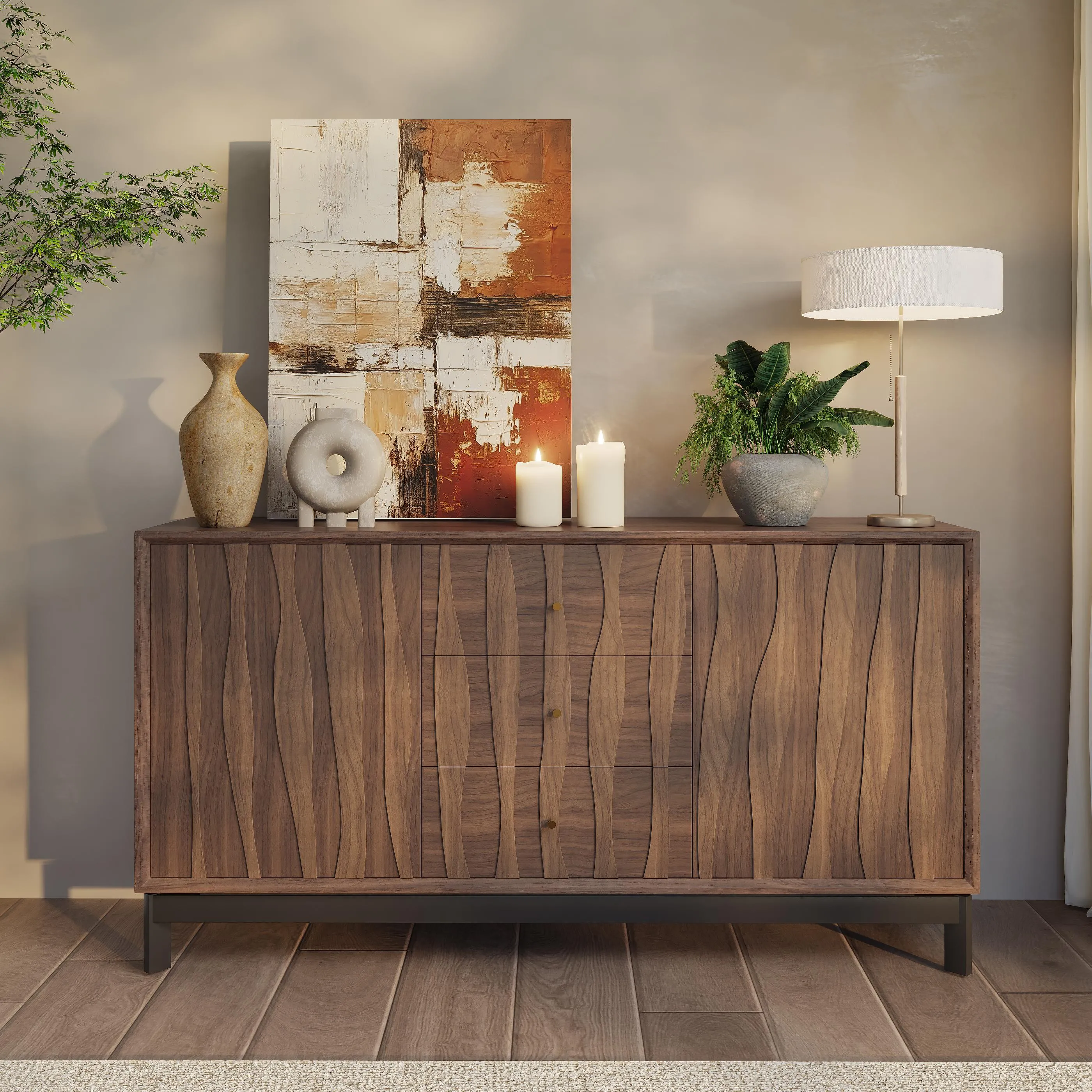 Mid-Century Modern Walnut Wood Storage Cabinet Mid-Century Modern Walnut Wood Storage Cabinet