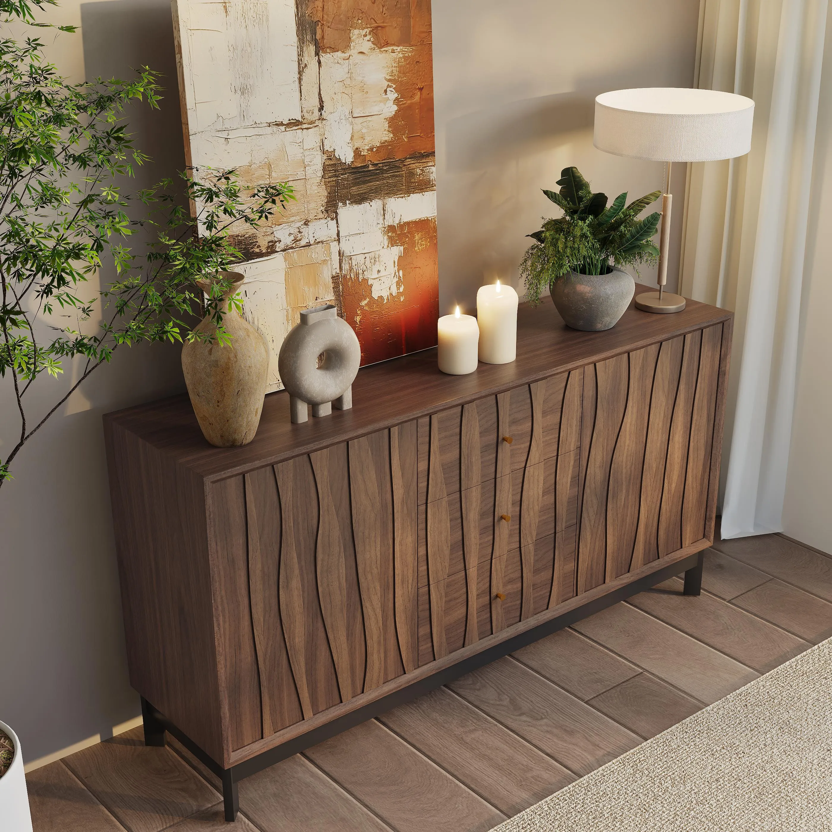 Mid-Century Modern Walnut Wood Storage Cabinet Mid-Century Modern Walnut Wood Storage Cabinet