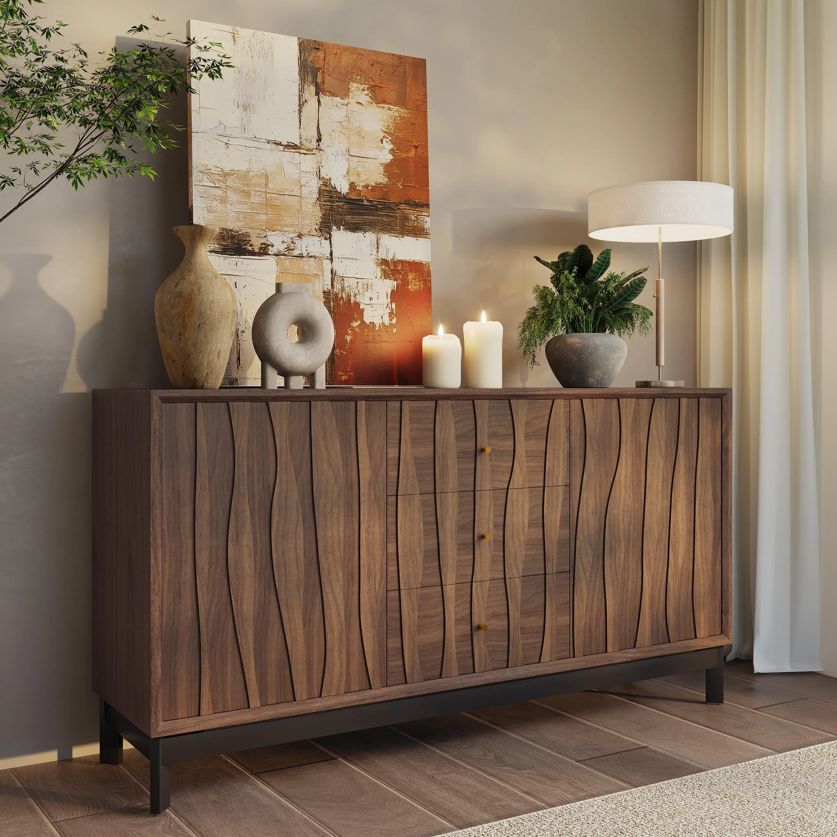 Mid-Century Modern Walnut Wood Storage Cabinet Mid-Century Modern Walnut Wood Storage Cabinet