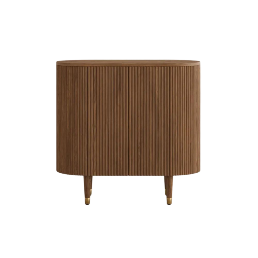 Fluted Curved Accent Cabinet with Storage