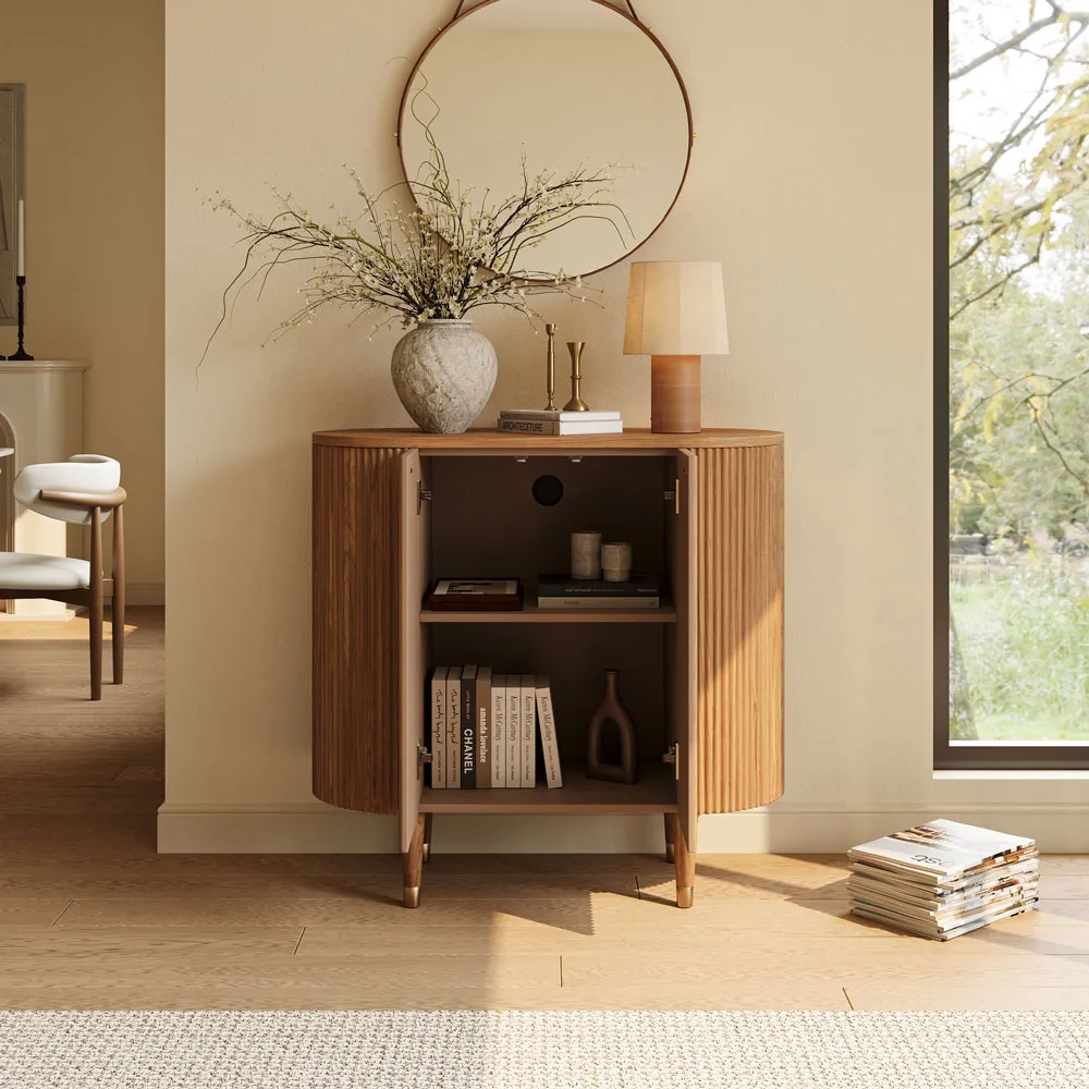 Fluted Curved Accent Cabinet with Storage Fluted Curved Accent Cabinet with Storage
