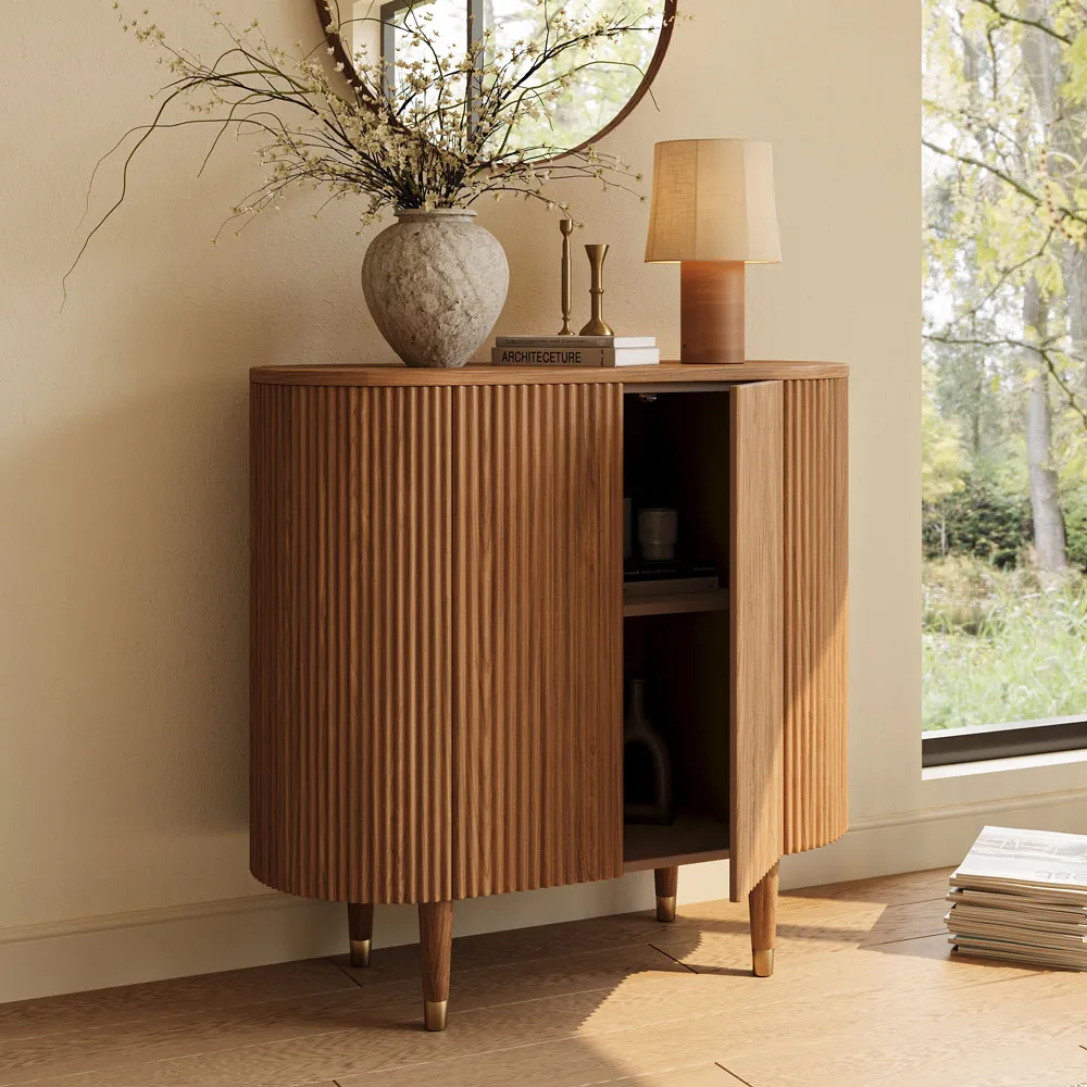 Fluted Curved Accent Cabinet with Storage Fluted Curved Accent Cabinet with Storage