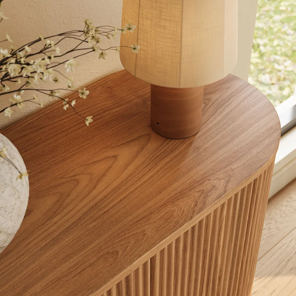 Fluted Curved Accent Cabinet with Storage Fluted Curved Accent Cabinet with Storage