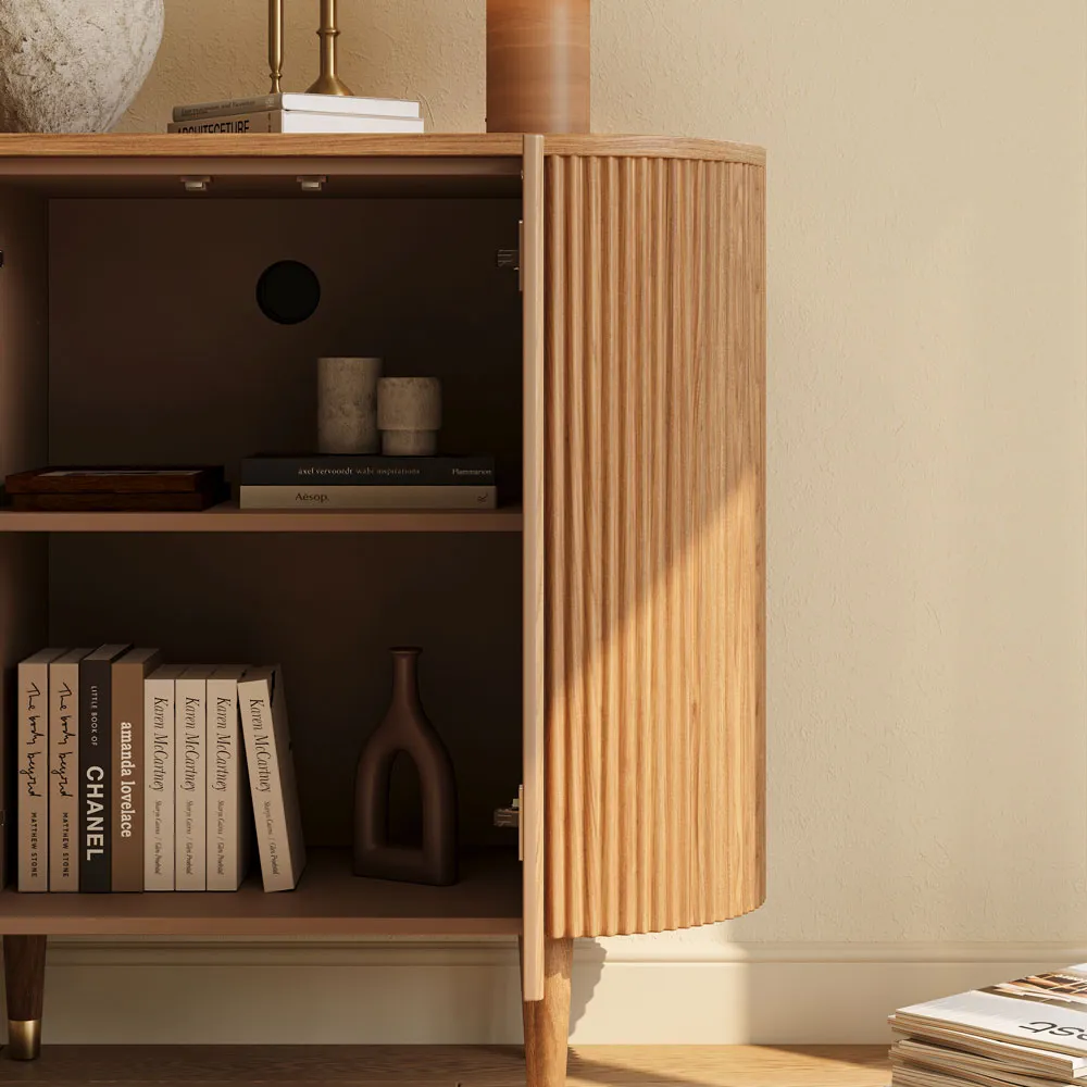 Fluted Curved Accent Cabinet with Storage Fluted Curved Accent Cabinet with Storage