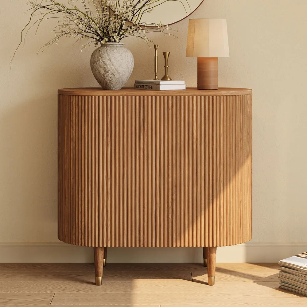 Fluted Curved Accent Cabinet with Storage Fluted Curved Accent Cabinet with Storage
