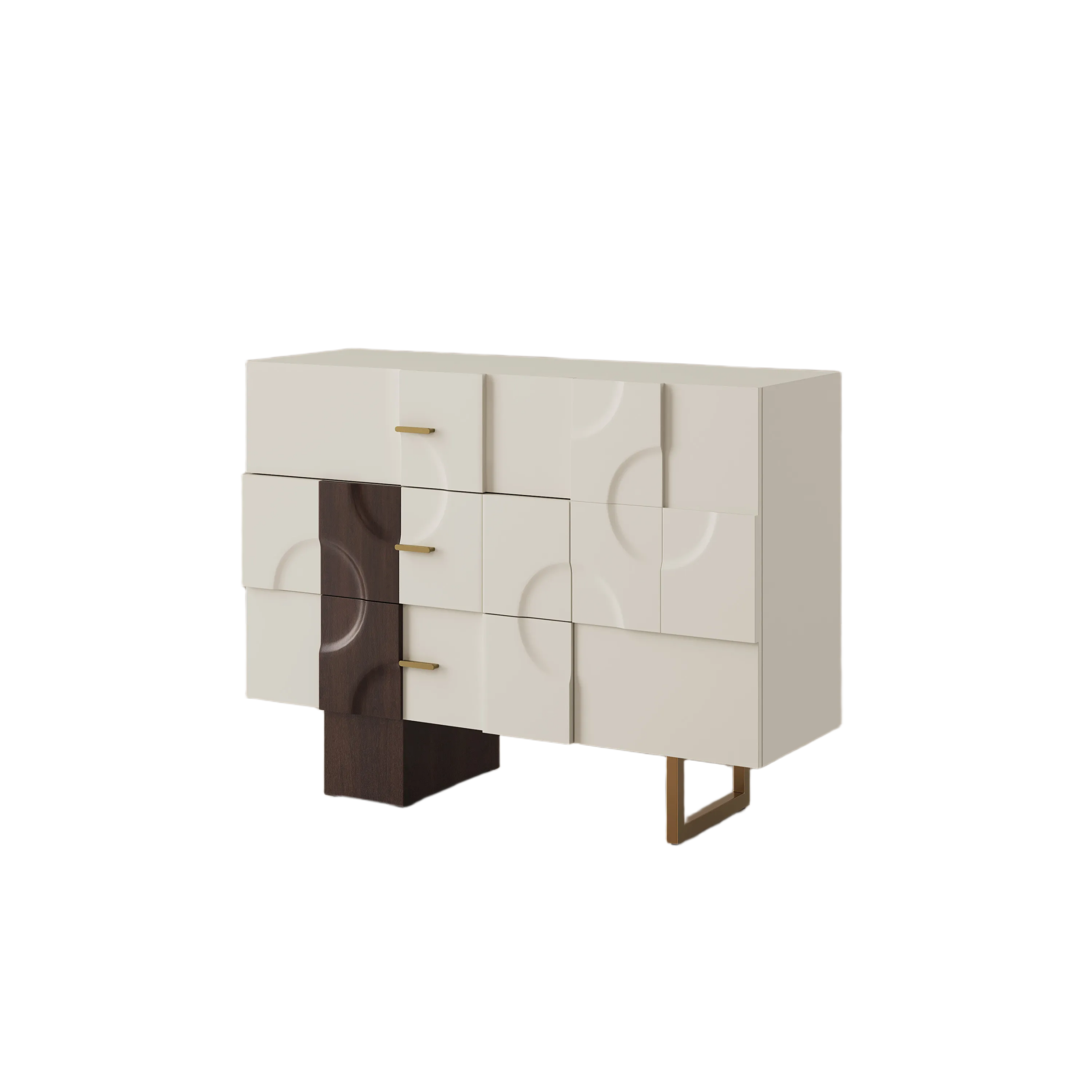 Mid-Century Modern White & Walnut Storage Cabinet