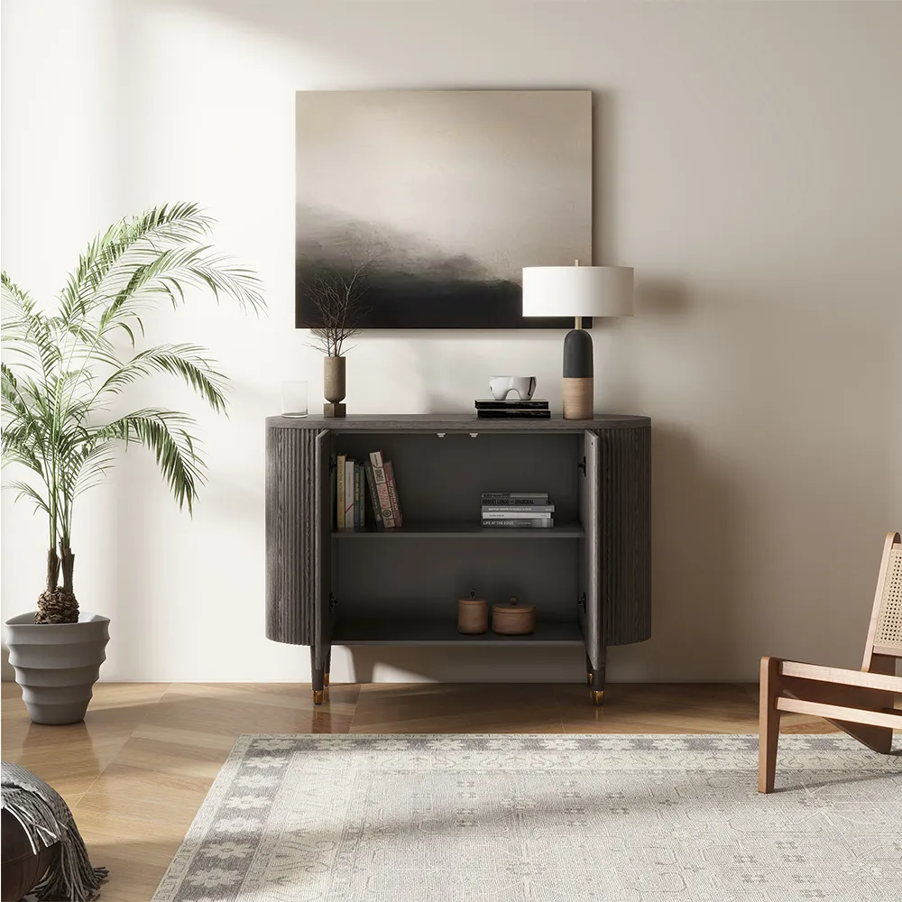 Mid-Century Modern Fluted Storage Cabinet Mid-Century Modern Fluted Storage Cabinet