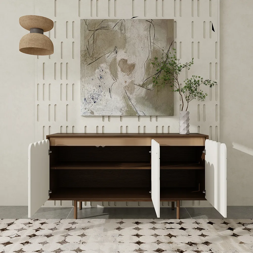 202605Modern White & Walnut Storage Cabinet0909233052 Modern White & Walnut Storage Cabinet