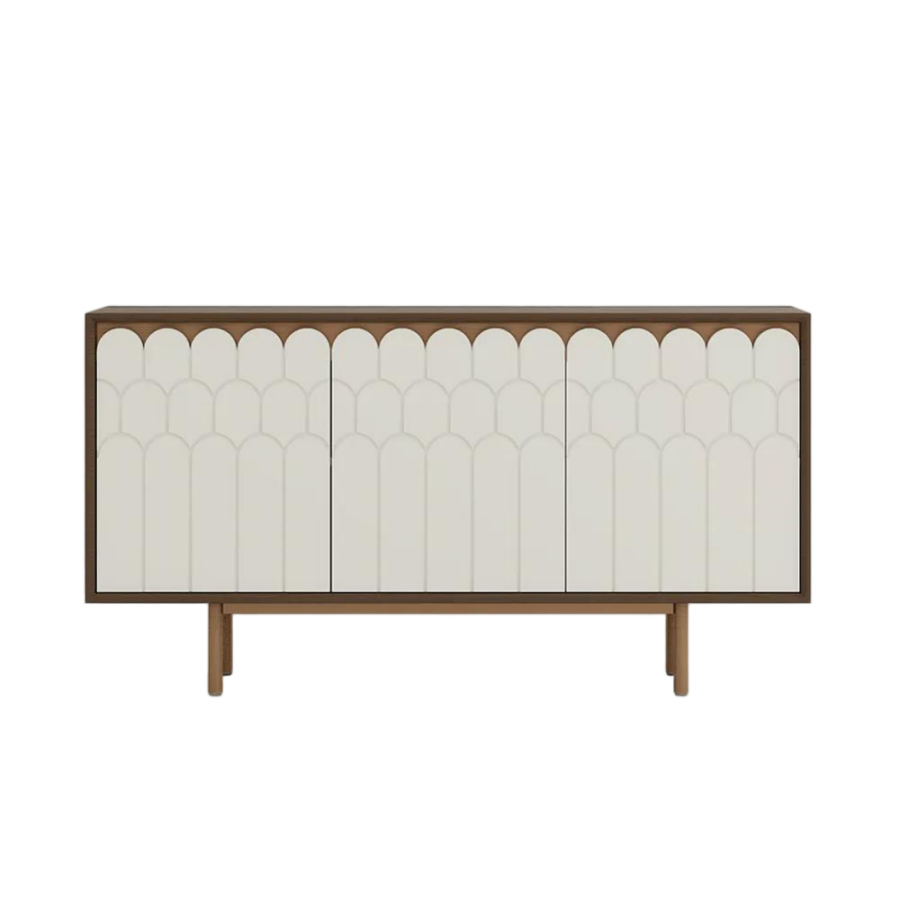Modern White & Walnut Storage Cabinet