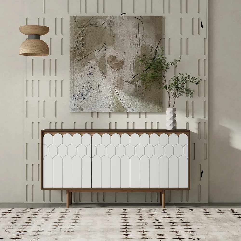 Modern White & Walnut Storage Cabinet Modern White & Walnut Storage Cabinet