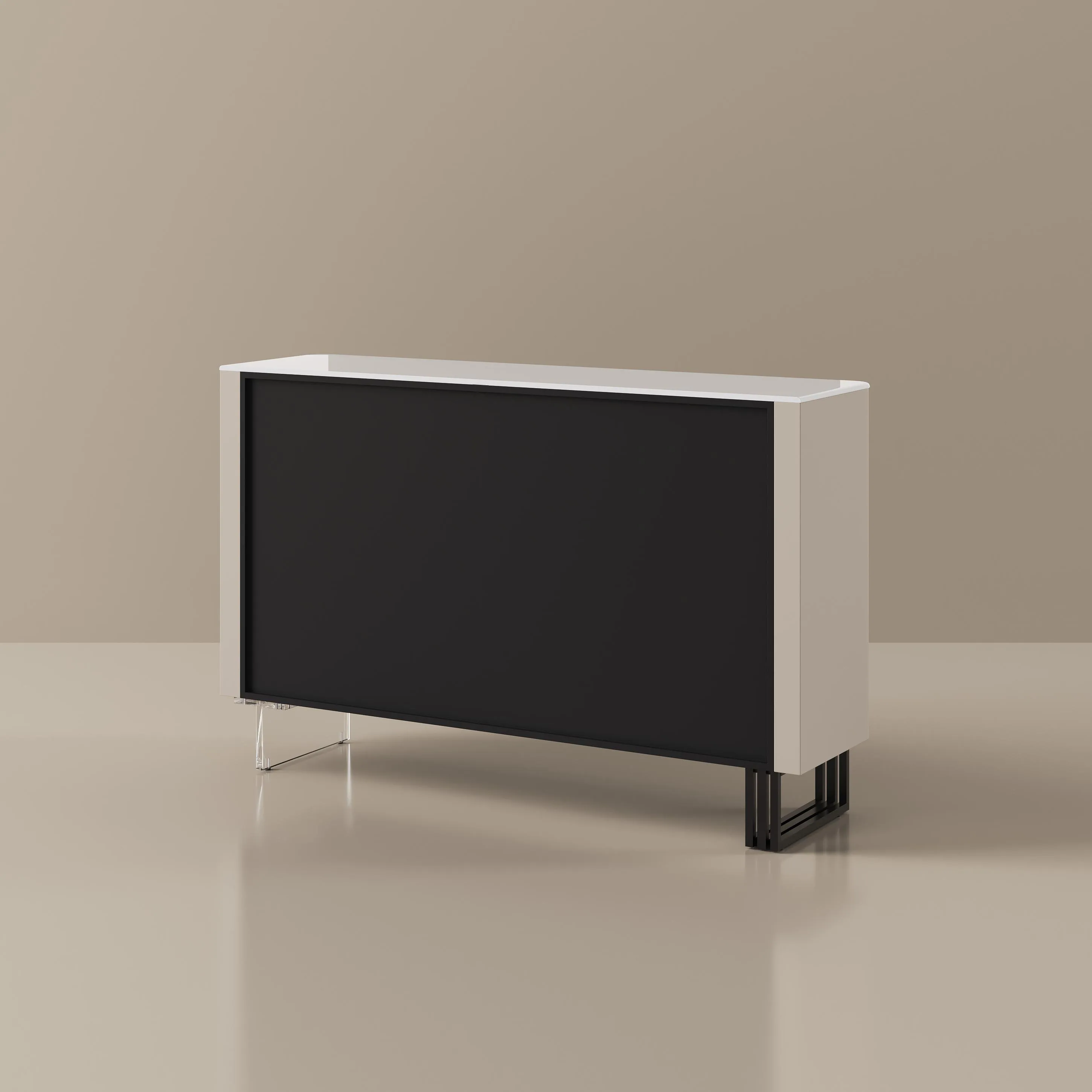 Modern Storage Cabinet with Glossy Crystallized Stone Top
