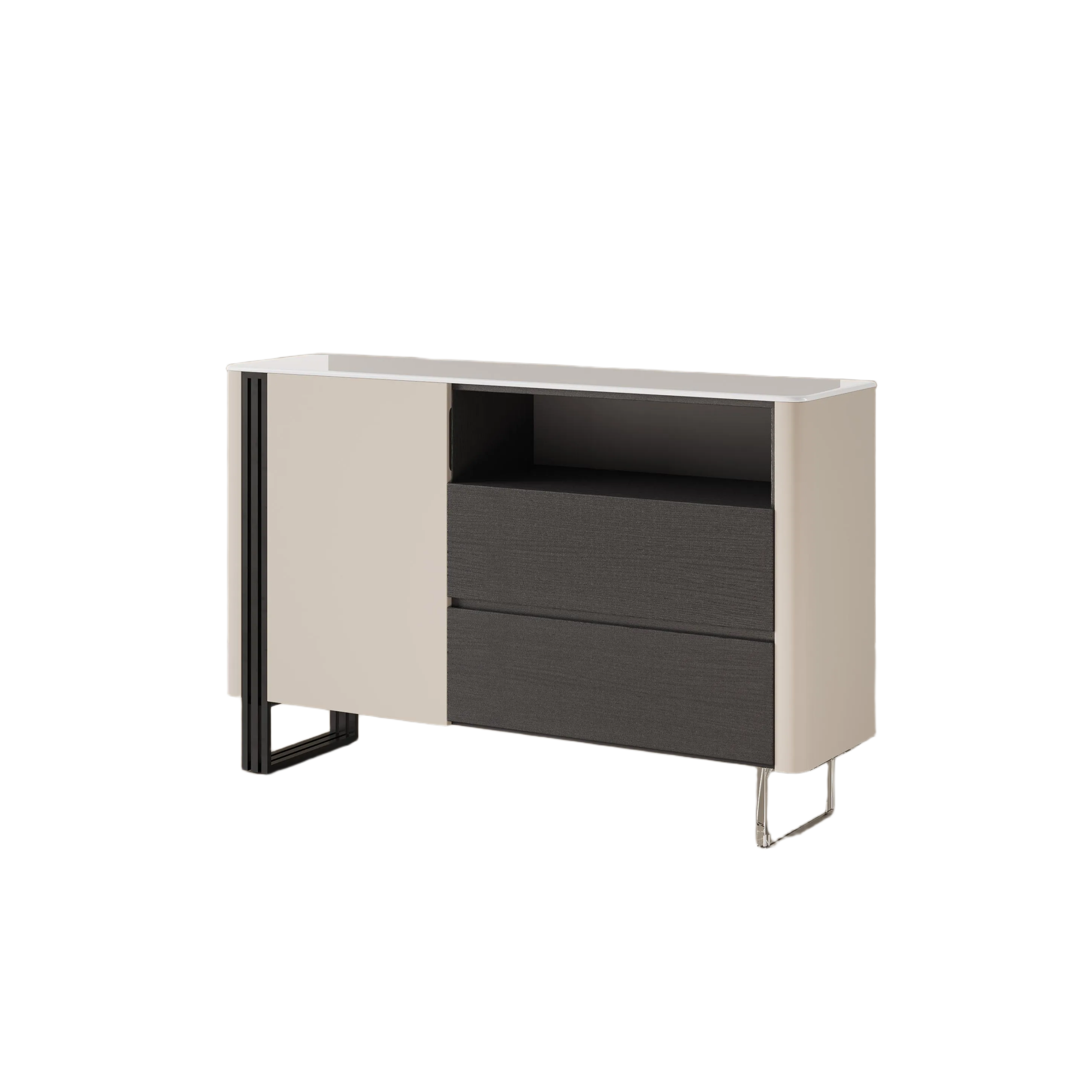 Modern Storage Cabinet with Glossy Crystallized Stone Top