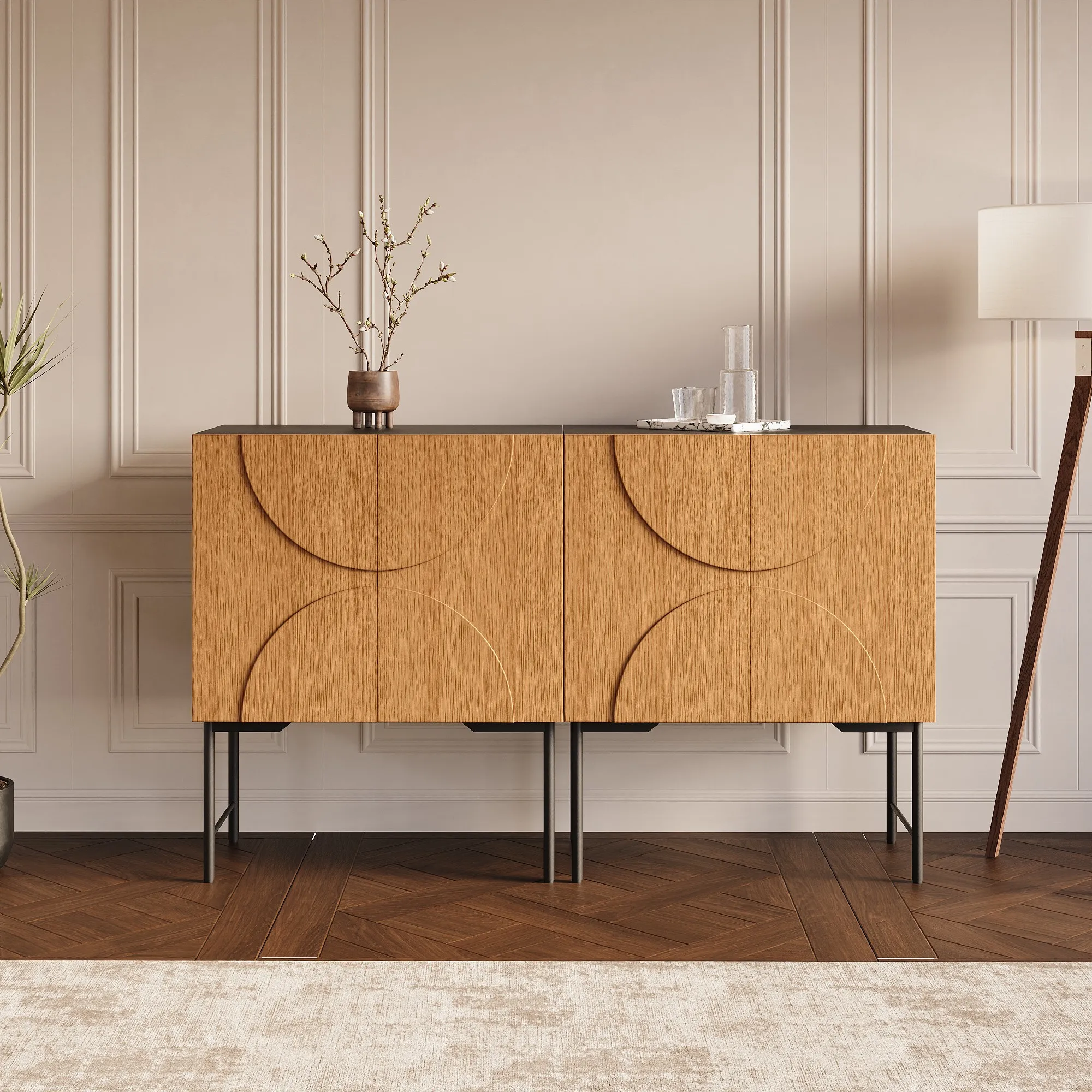 Mid-Century Modern Sideboard Cabinet(2 Small Cabinet) Mid-Century Modern Sideboard Cabinet(2 Small Cabinet)