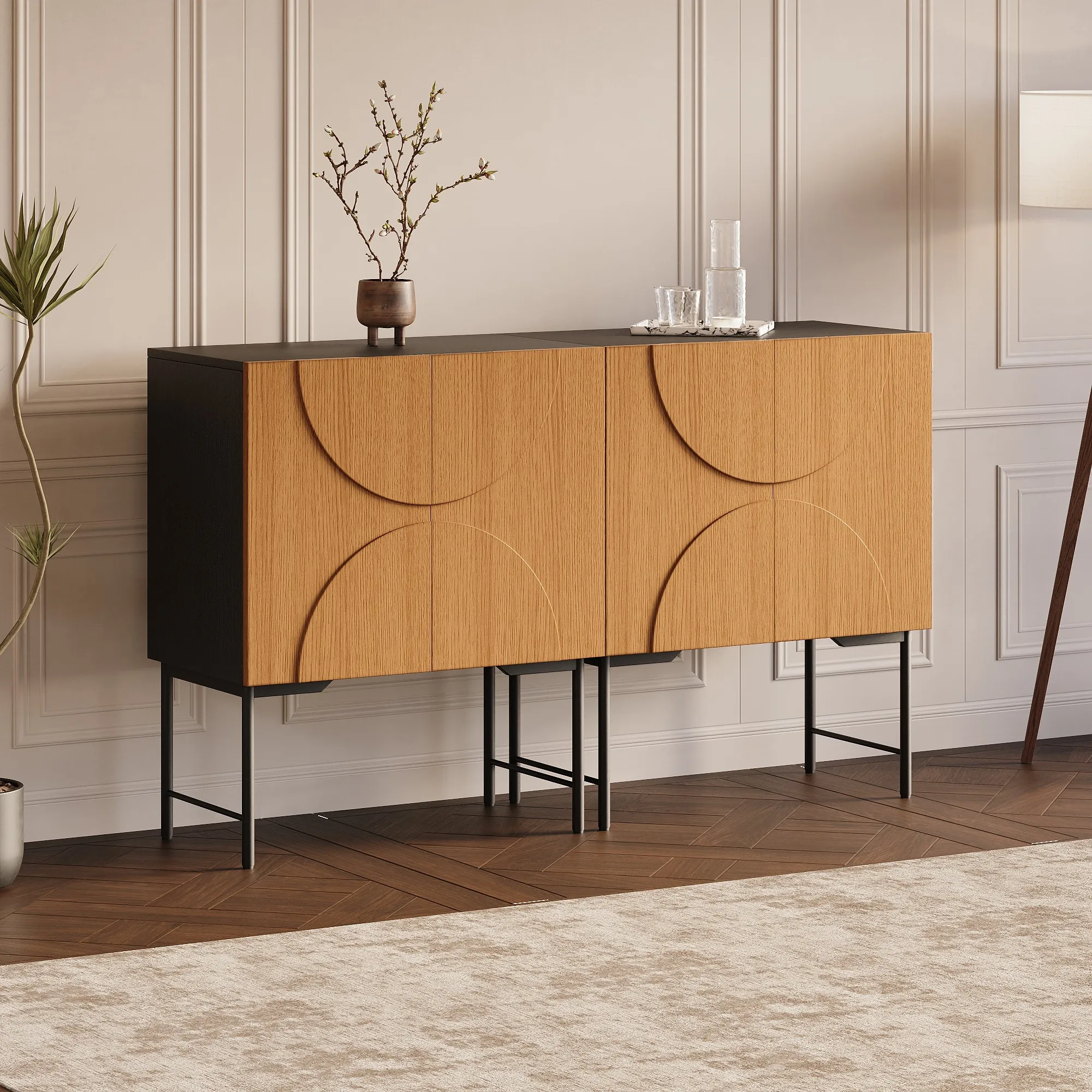 Mid-Century Modern Sideboard Cabinet(2 Small Cabinet) Mid-Century Modern Sideboard Cabinet(2 Small Cabinet)