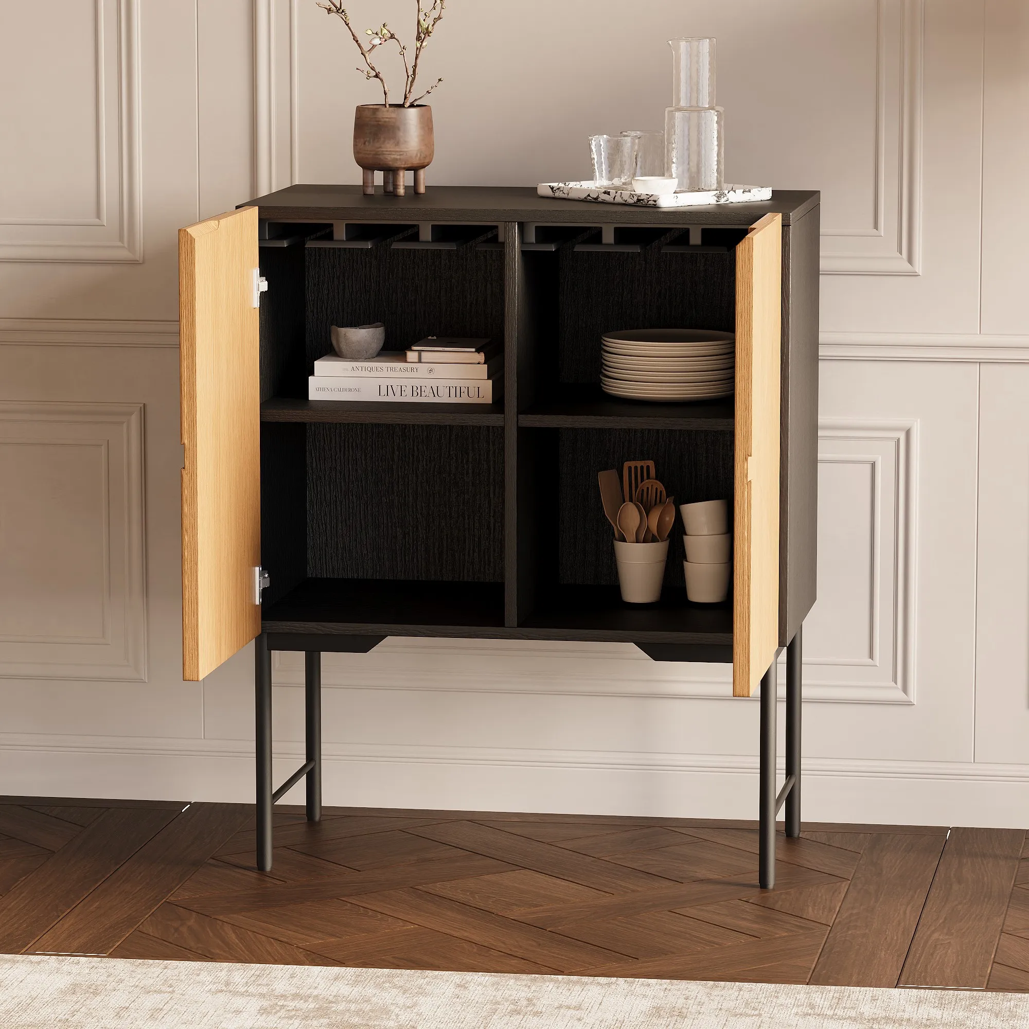 Mid-Century Modern Sideboard Cabinet(2 Small Cabinet) Mid-Century Modern Sideboard Cabinet(2 Small Cabinet)