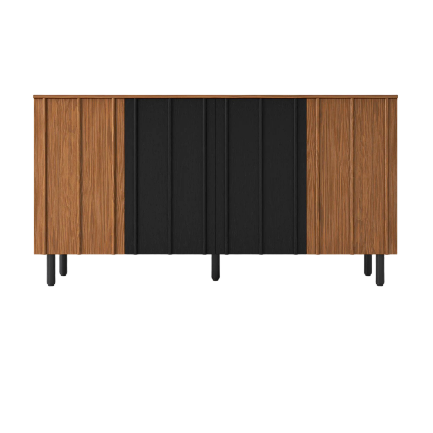 Mid-Century Modern Sideboard Cabinet with Slatted Design