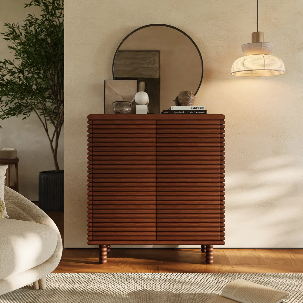 Retro SlattedRetro Slatted Wood Accent Cabinet Wood Accent Cabinet