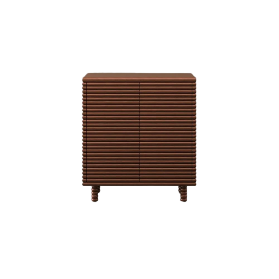 Retro Slatted Wood Accent Cabinet