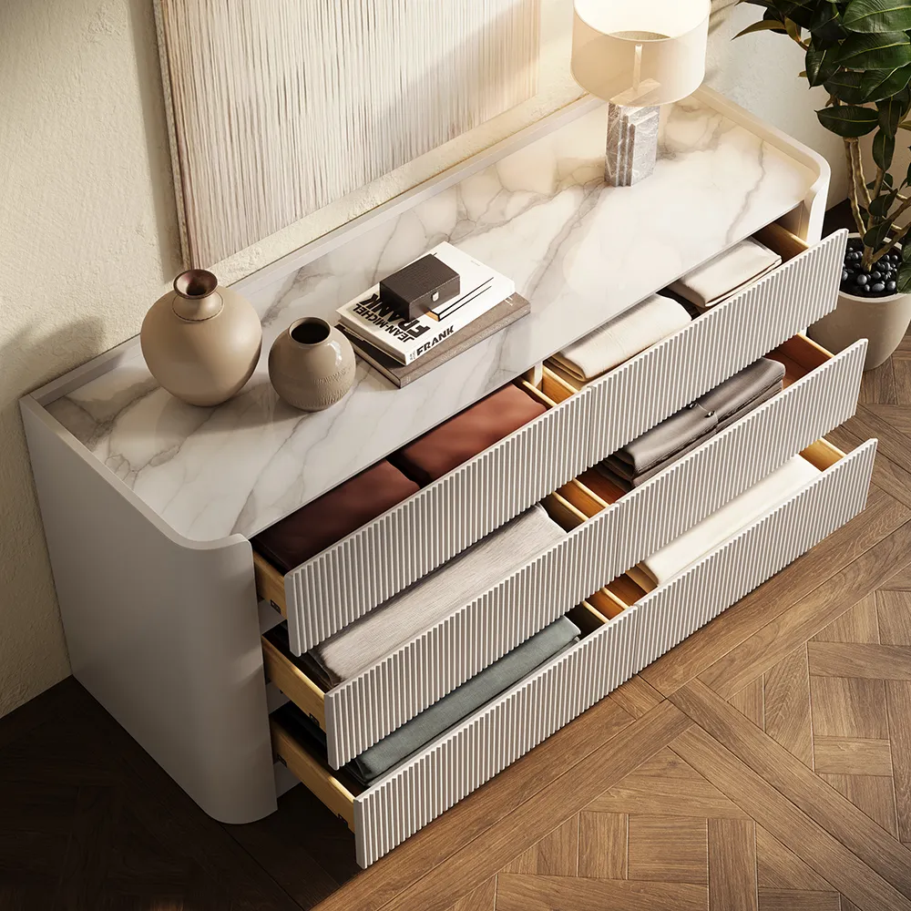 Modern 6 Drawer Dresser with Slate Tabletop for Bedroom Modern 6 Drawer Dresser with Slate Tabletop for Bedroom