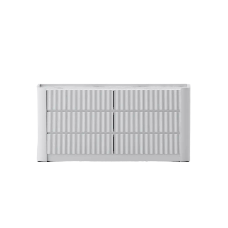 Modern 6 Drawer Dresser with Slate Tabletop for Bedroom
