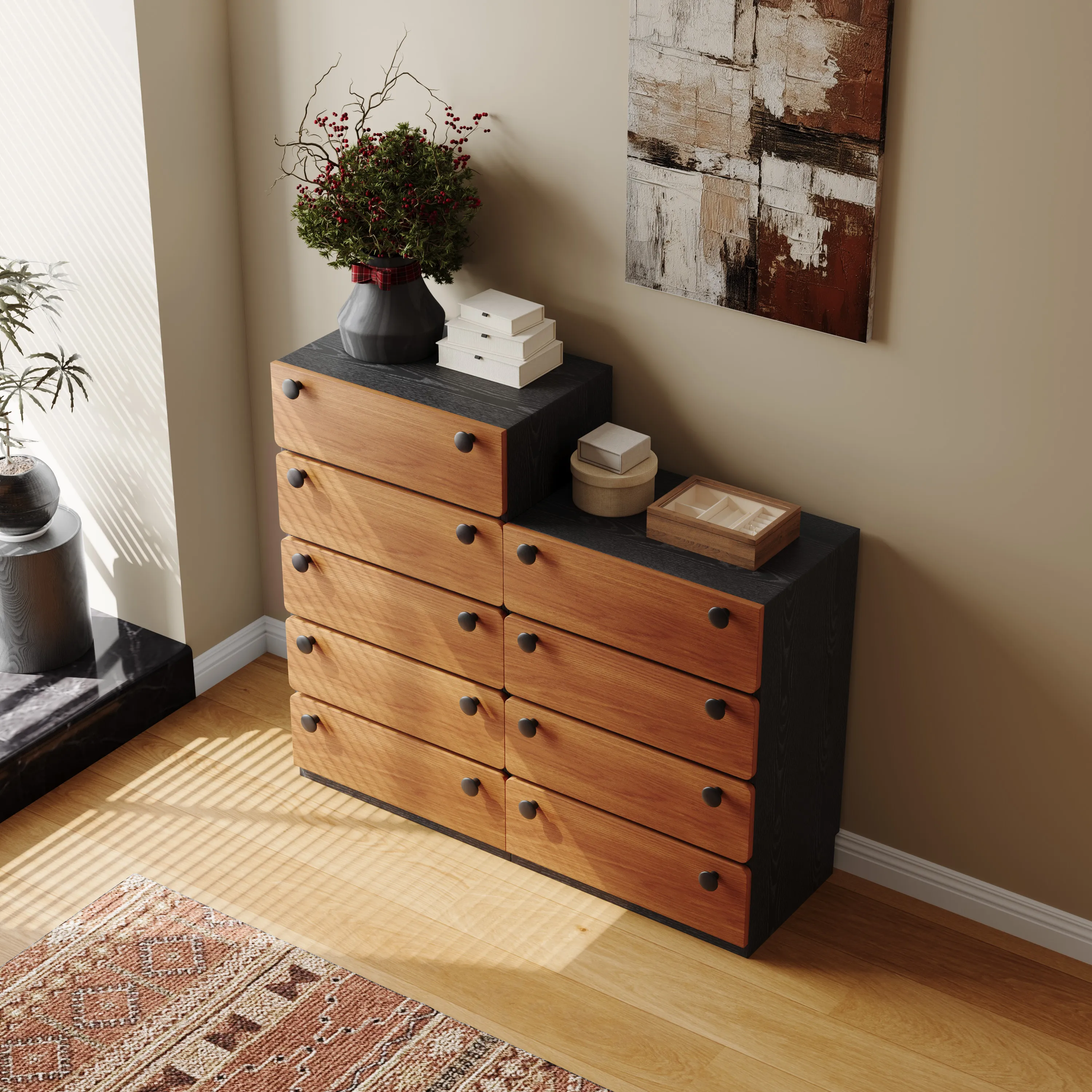 Farmhouse Dressers Chests of Drawers with 4 Drawers for Bedroom