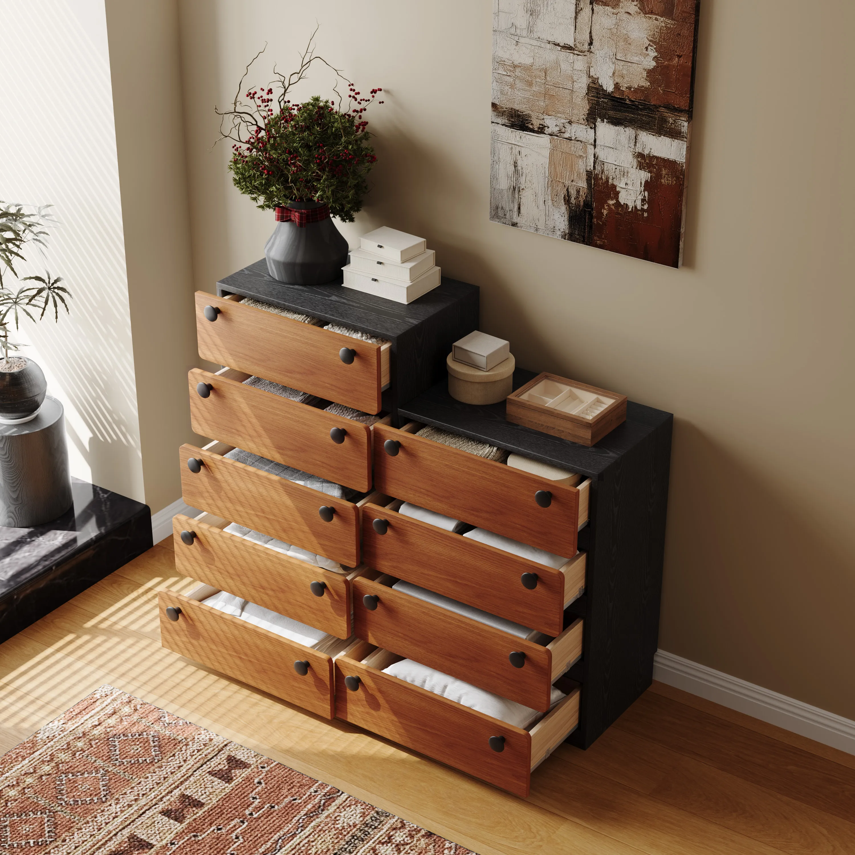 Farmhouse Dressers Chests of Drawers with 4 Drawers for Bedroom