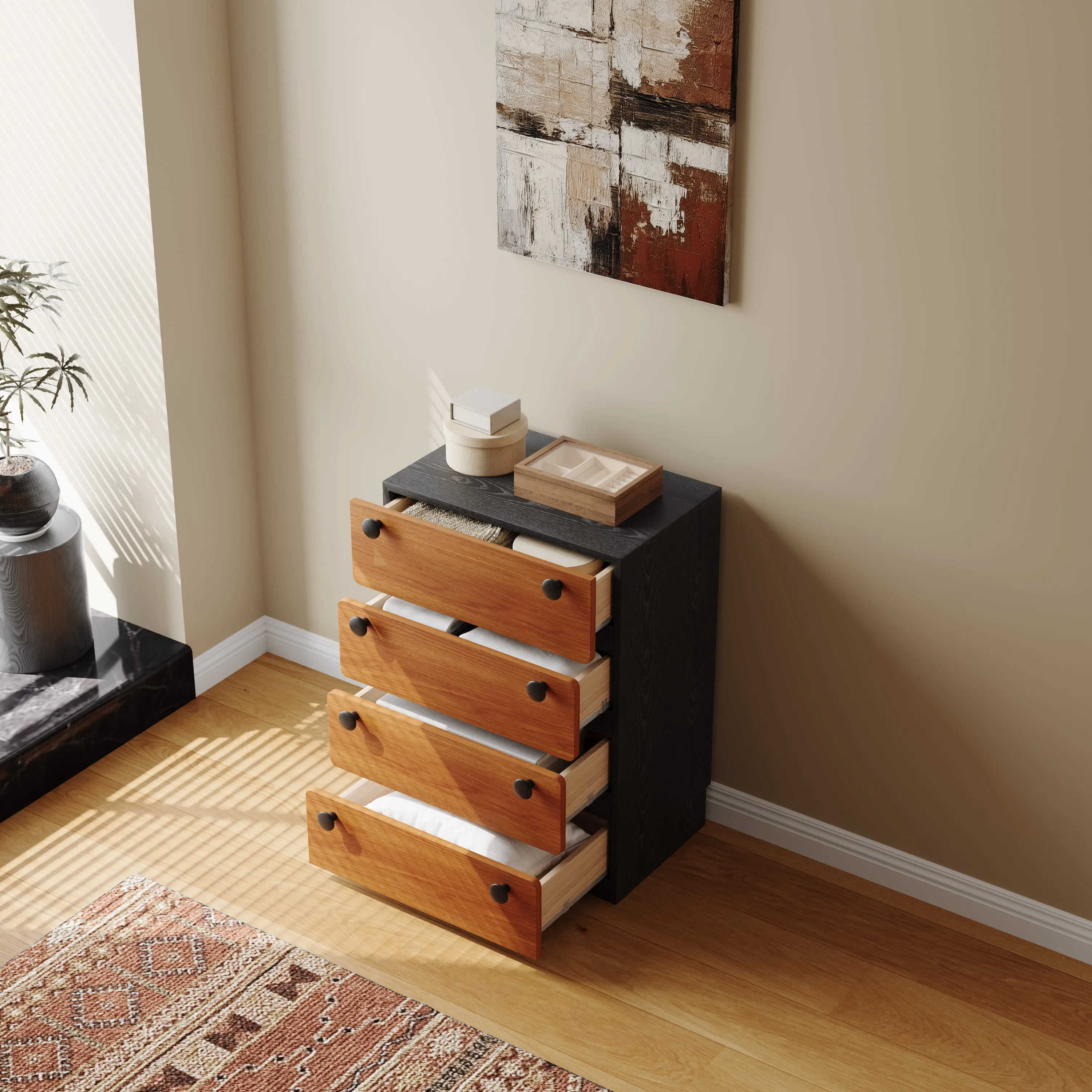 Farmhouse Dressers Chests of Drawers with 4 Drawers for Bedroom