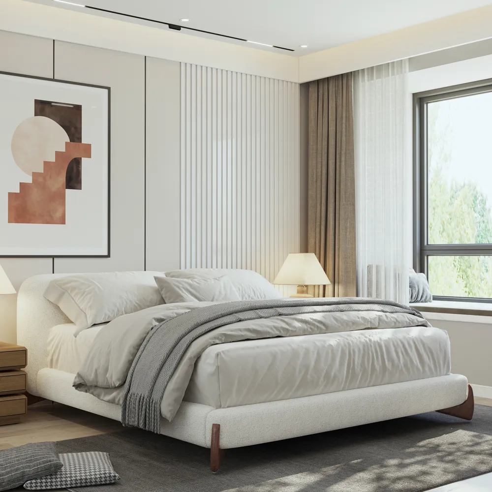 Boucle Upholstered Bed
