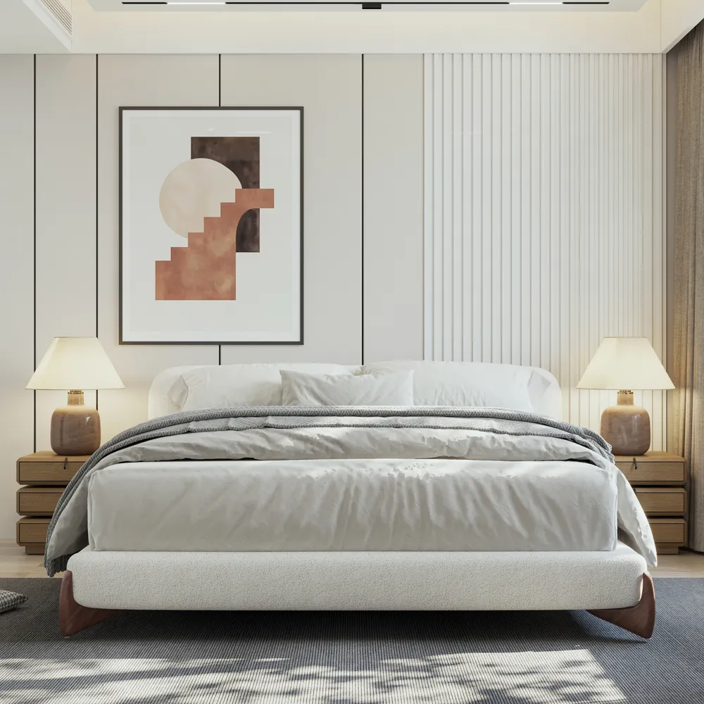 Boucle Upholstered Bed