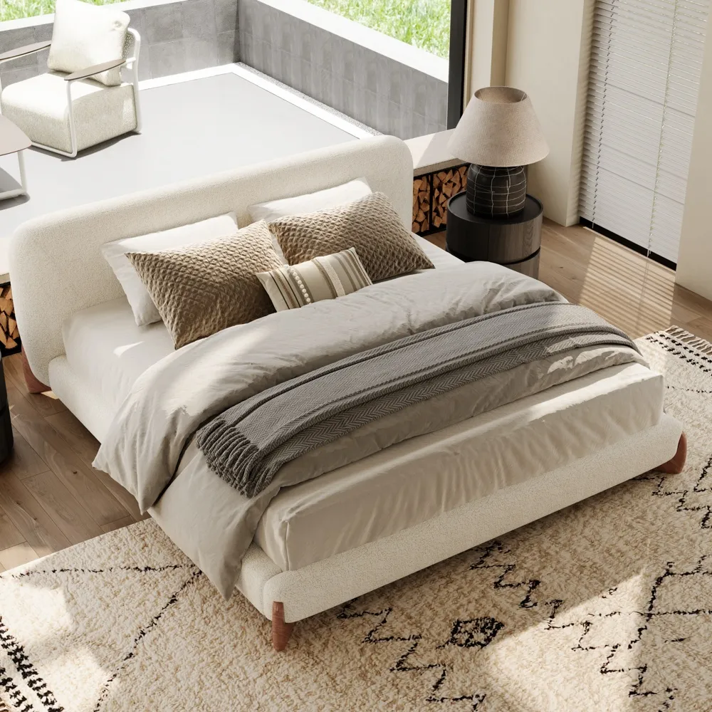 Boucle Upholstered Bed