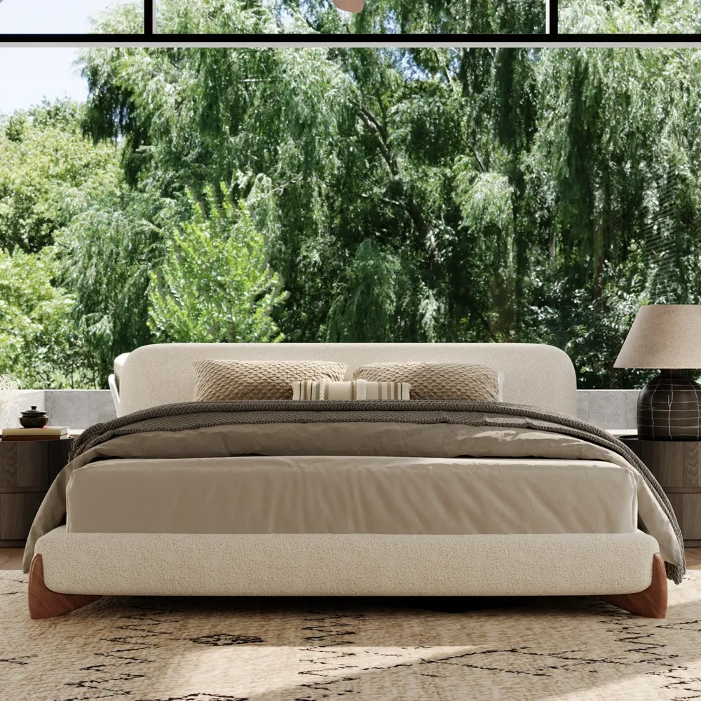 Boucle Upholstered Bed