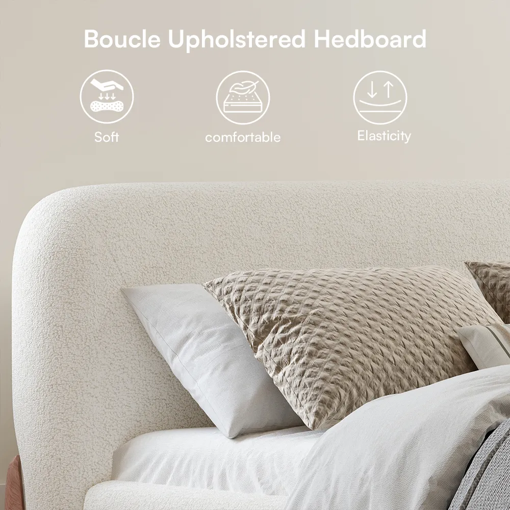 Boucle Upholstered Bed