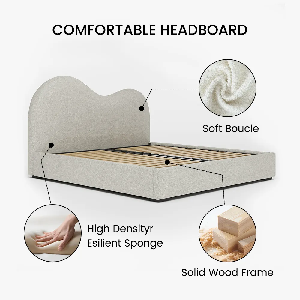 Cloud-Boucle Upholstered Storage Bed