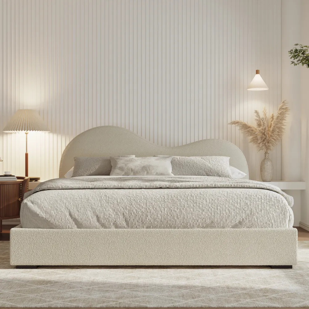 Cloud-Boucle Upholstered Storage Bed