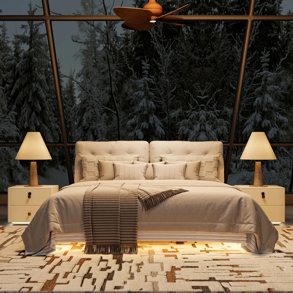 Upholstered Bed with Lighting