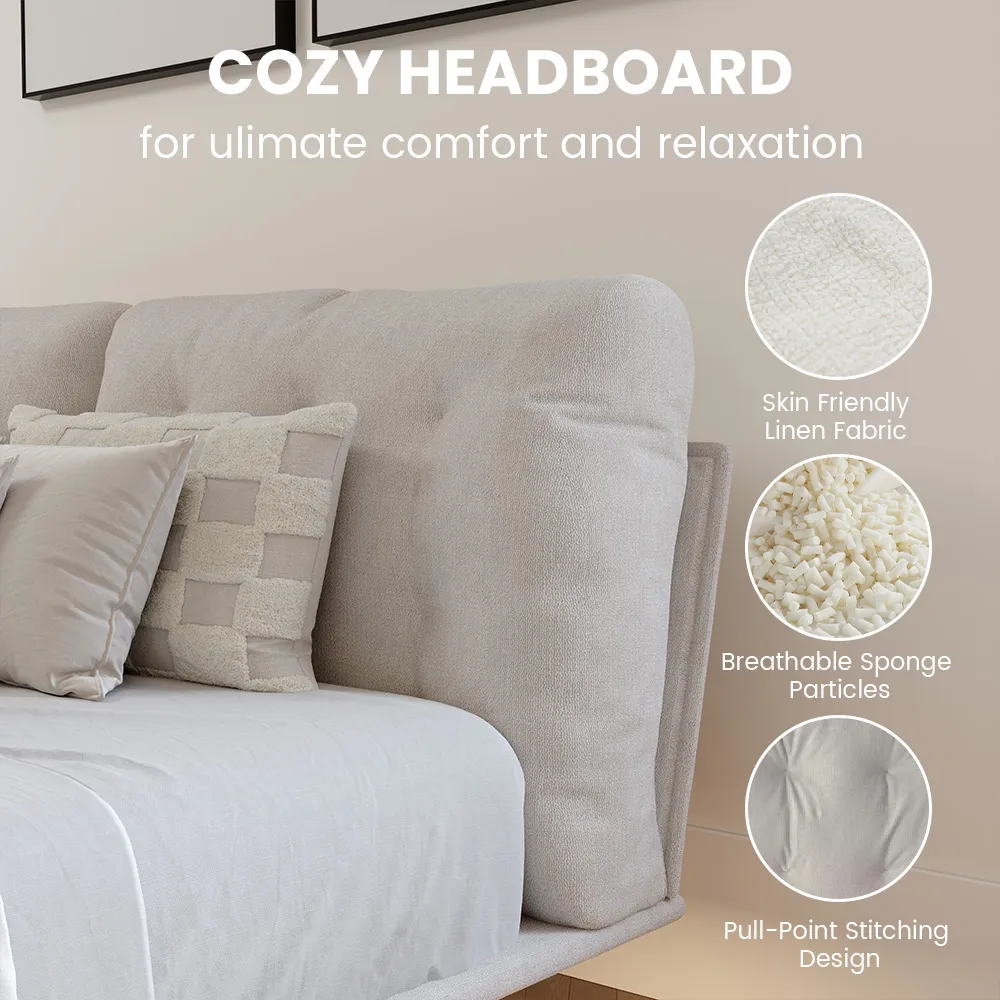 Upholstered Bed with Lighting