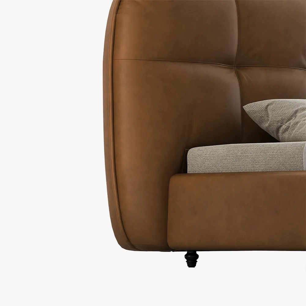 Toast-Leather Upholstered Bed